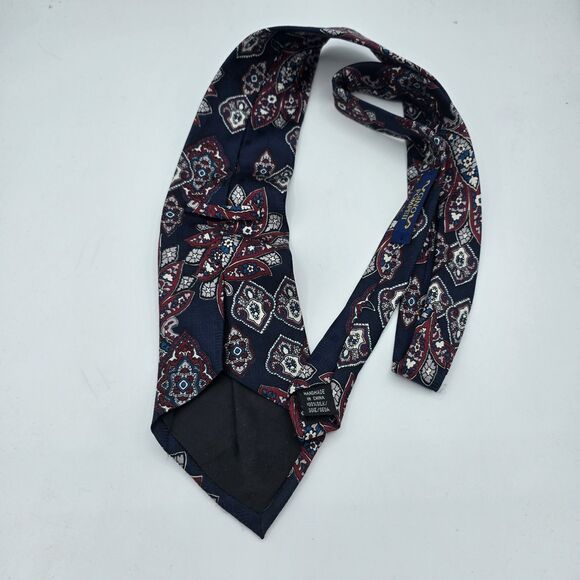 Gino Pompeii SILK Necktie Tie 55 x 4 red blue, Vintage Menswear - Picture 3 of 6